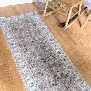 Vintage Style Brown and Cream Runner Rug